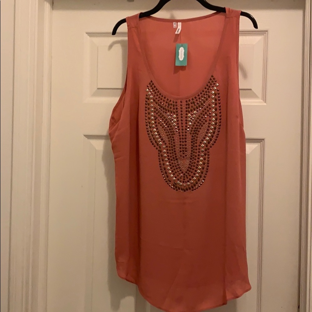 NWT Maurices Embellished Apricot Tank